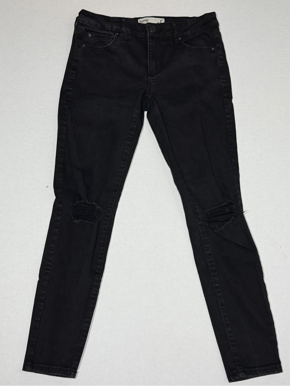 Garage Black Skinny Jeans with Knee Rips